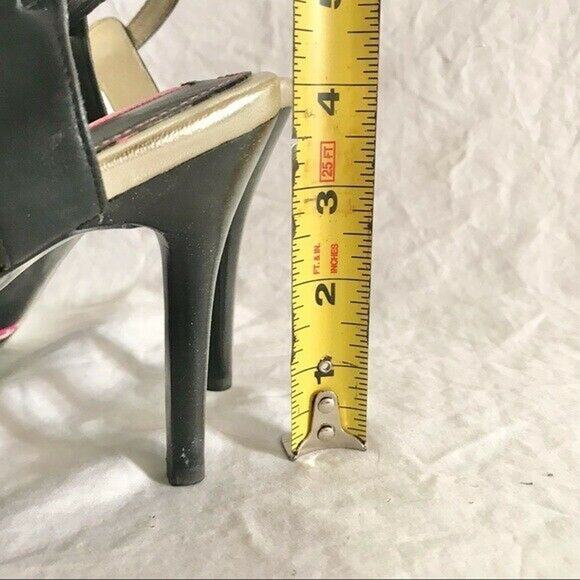 Isaac Mizrahi New York Size 8 Isbelle High Heels Black Gold Date Night Leather - Picture 6 of 9